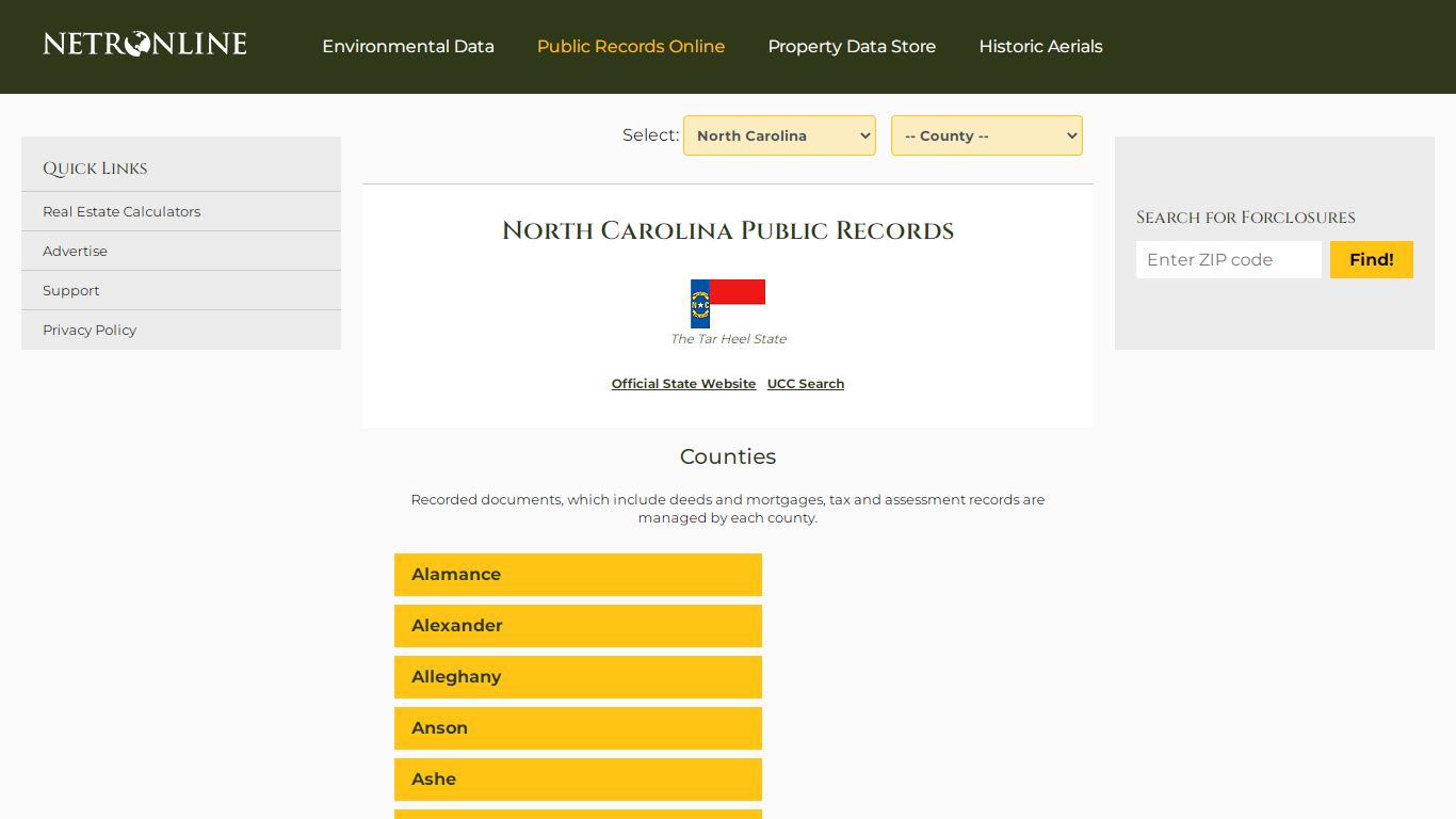 North Carolina Public Records Online Directory